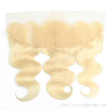 Wekesi Wholesale Price Blonde 613 Cuticle Virgin Hair Straight Wave Ear To Ear 13x4 Lace Frontal Closure